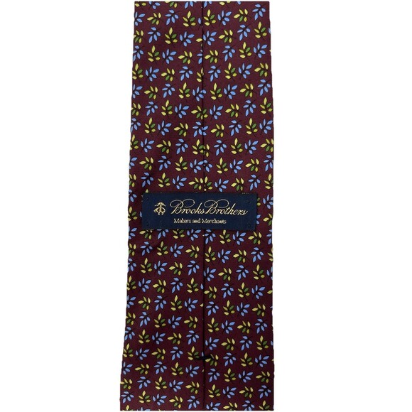 Brooks Brothers‎ Silk Tie Burgundy Blue Green Floral Pattern  60" x 3.5" - Picture 4 of 8
